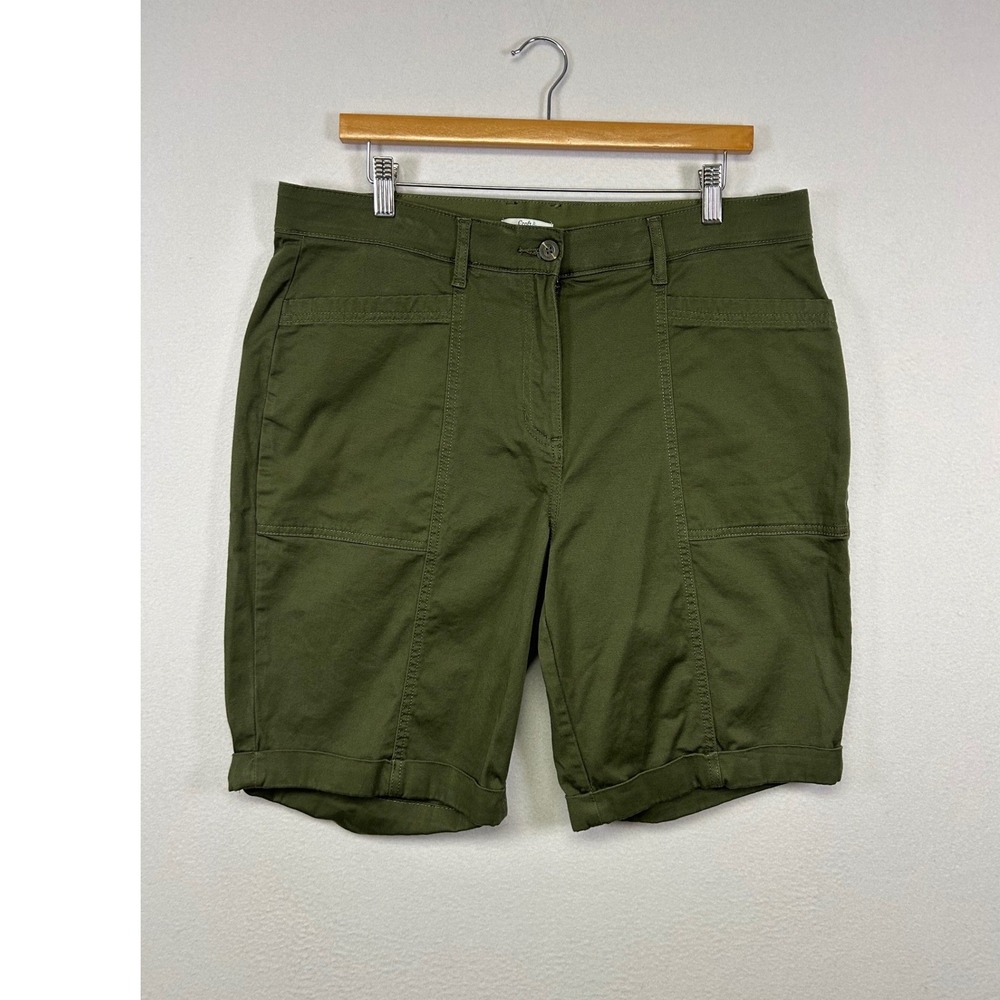 Utility Gorpcore Croft & Barrow Womens 16 Olive Green Cuffed Cargo Shorts